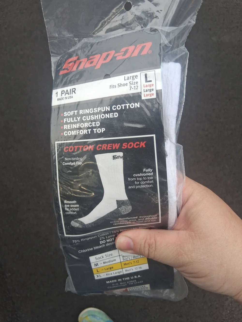 Snap Cotton Crew Socks in White – Large